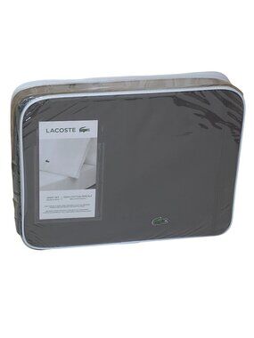 Lacoste 100% Cotton Percale Queen Sheet Set Dark Grey Crocodile Logo